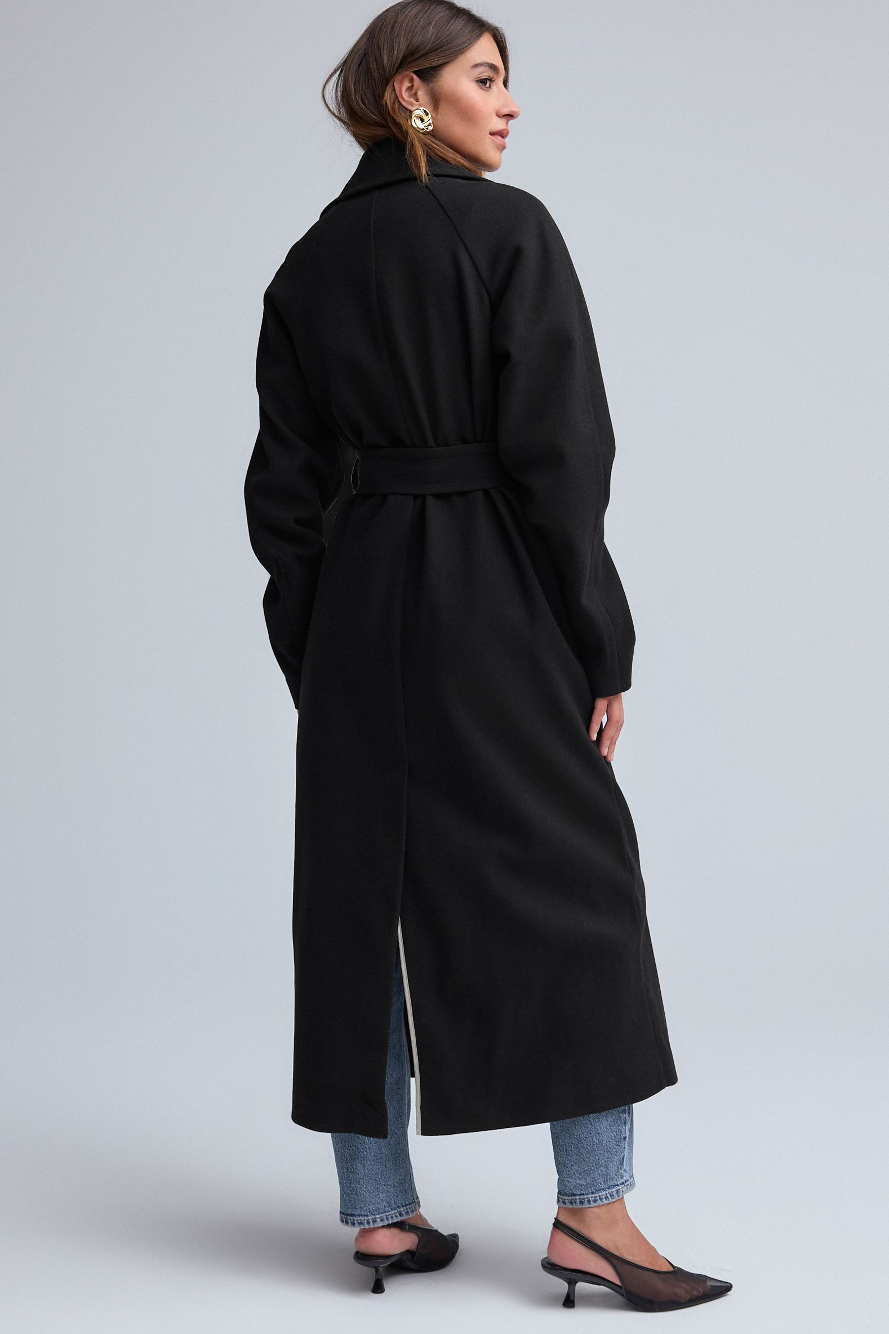 Buy Black Long Belted Maxi Coat from the Next UK online shop