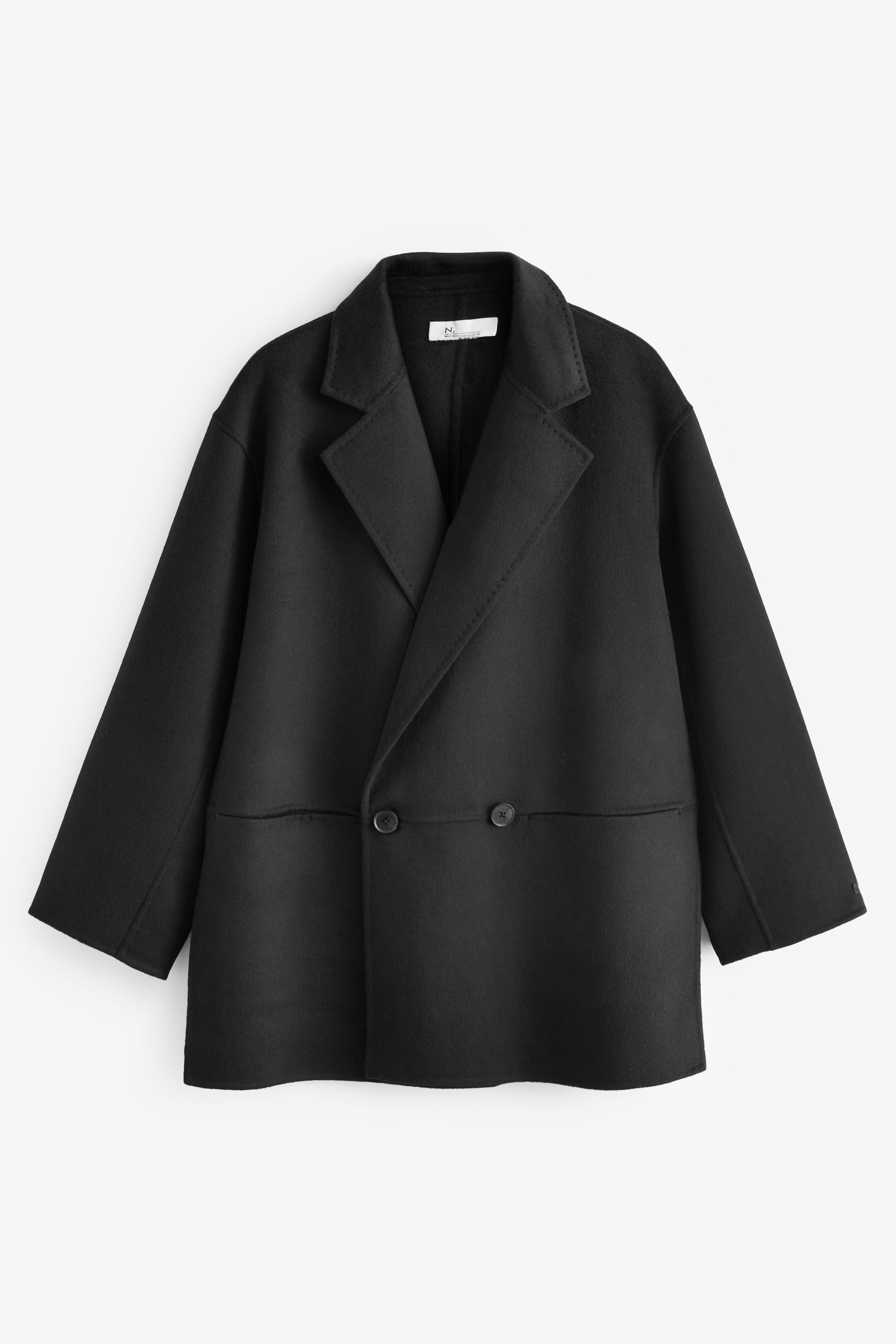 Black Premium Handsewn Wool Blend Blazer Coat