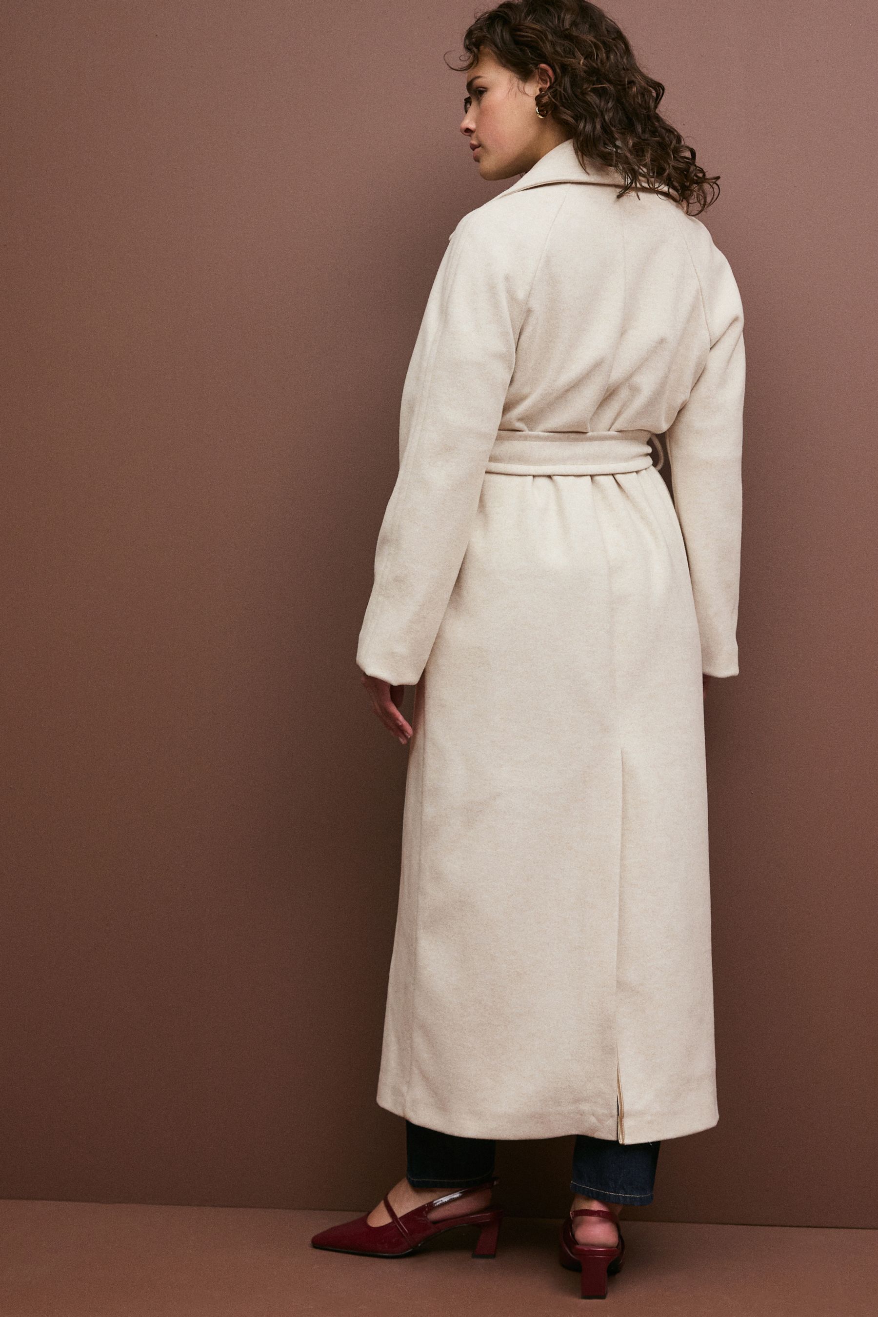 White Long Belted Maxi Coat