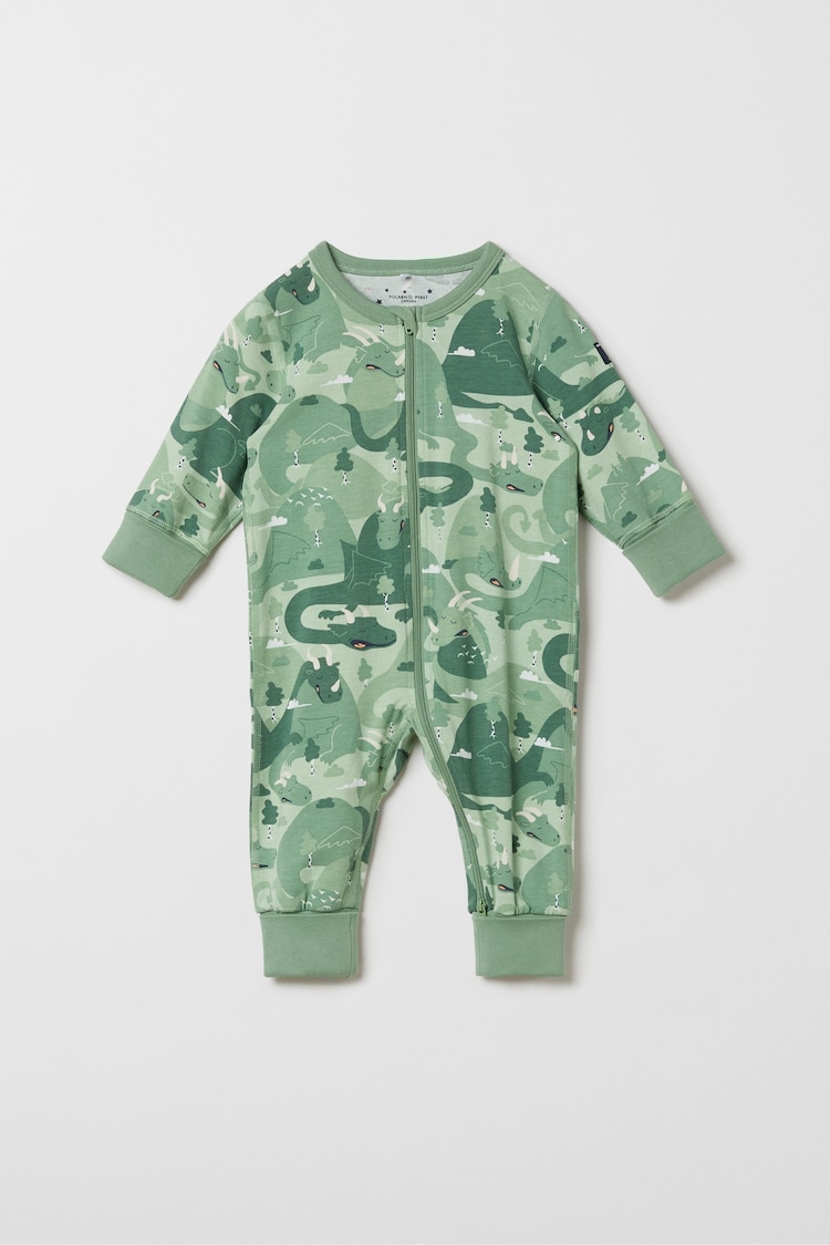 Polarn O. Pyret Green Organic Cotton Sleepsuit - Image 1 of 3