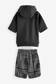 Black Short Sleeve Hoodie and Shorts Set (3-16yrs) - Image 5 of 6