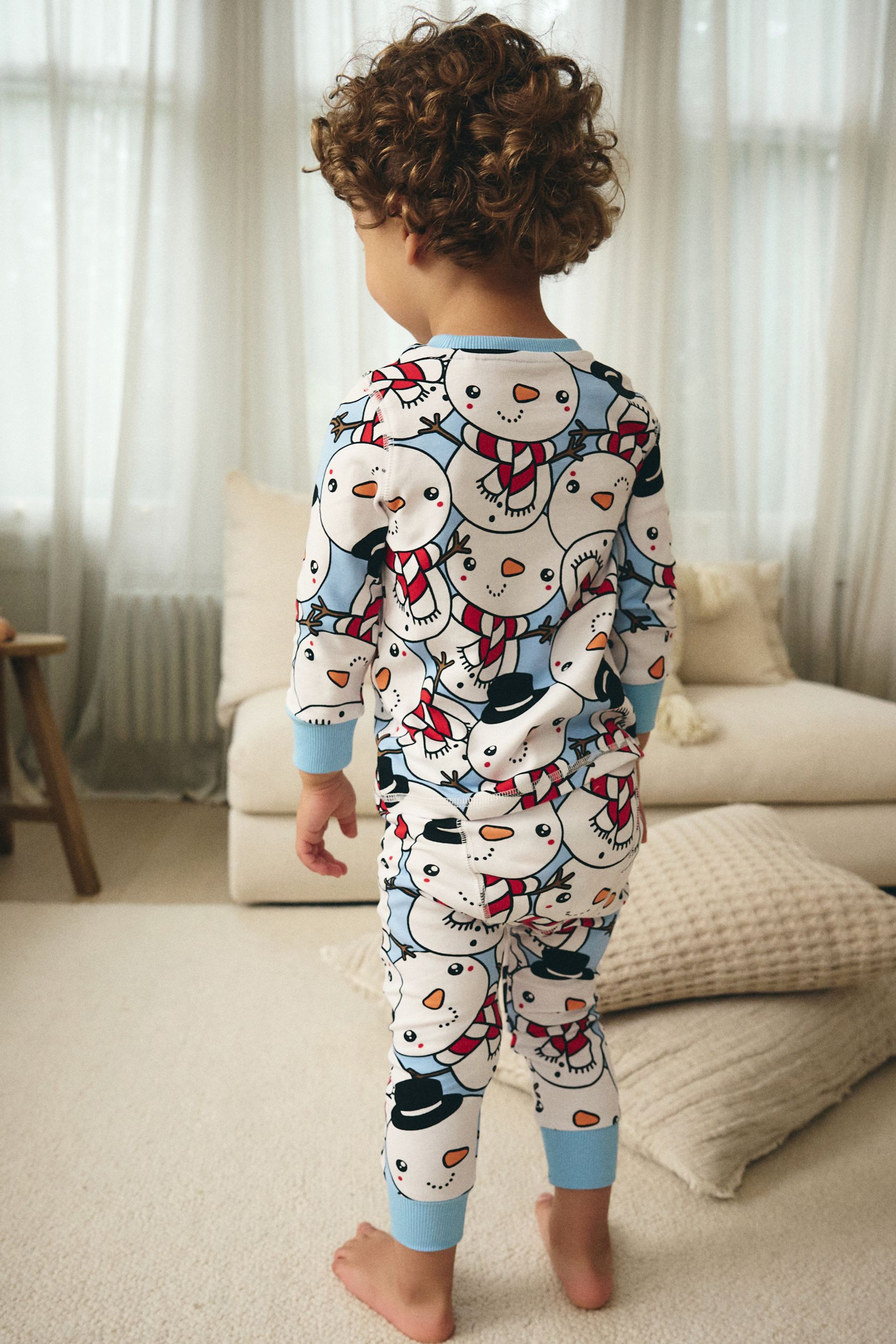 Buy Blue Snowman 100 Cotton Single Christmas Pyjamas 9mths 10yrs from the Next UK online shop