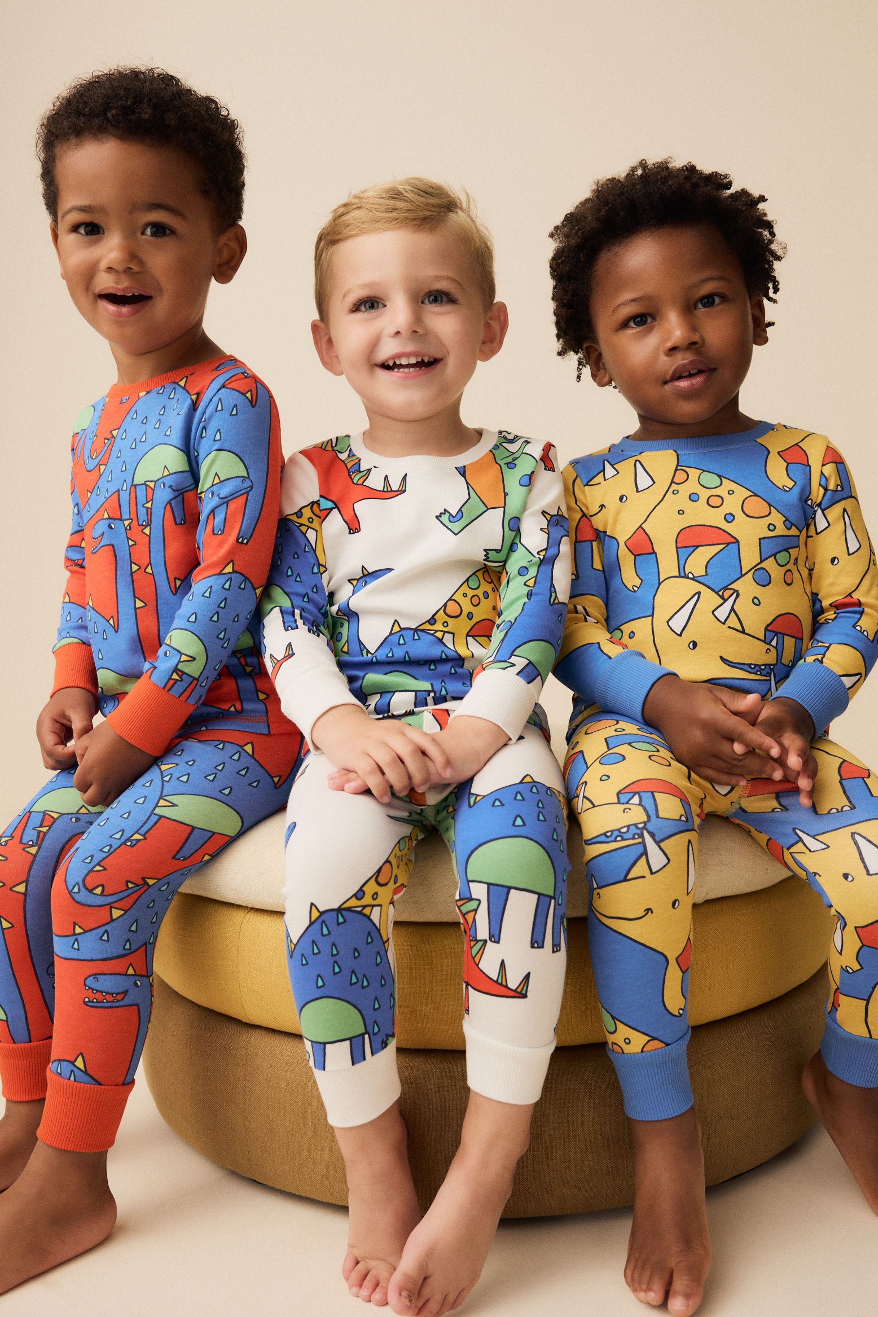 Buy Multi Bright Dinosaur 3 Pack Snuggle 100 Cotton Pyjamas 9mths 10yrs from the Next UK online shop