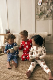 Red/Navy/Ecru 3 Pack Christmas Character 100% Cotton Pyjamas (9mths-10yrs) - Image 2 of 10