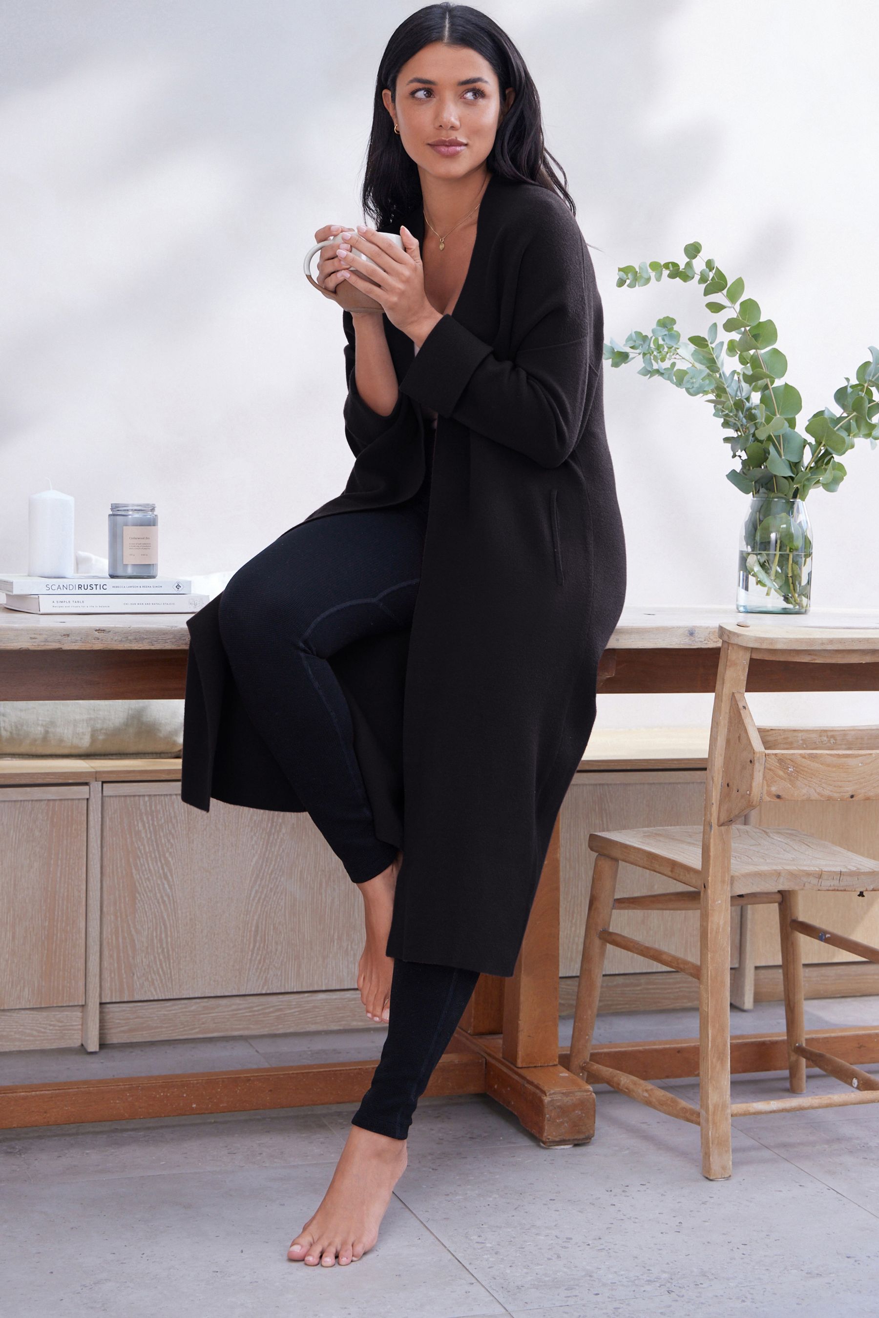 Buy Black Longline Knitted Cardigan from Next Luxembourg