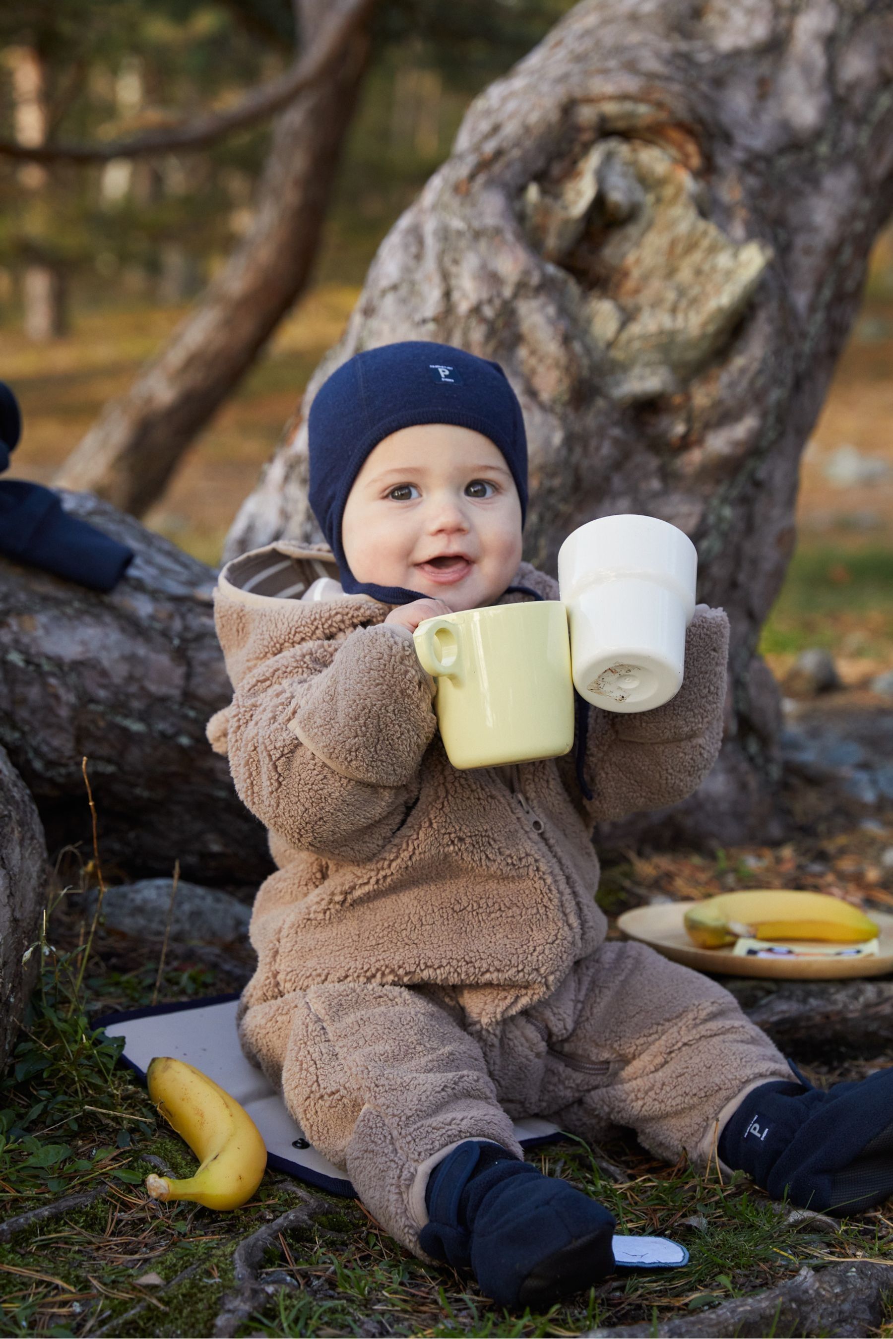 Buy Polarn O. Pyret Brown Windproof Teddy Fleece Pramsuit from Next Luxembourg