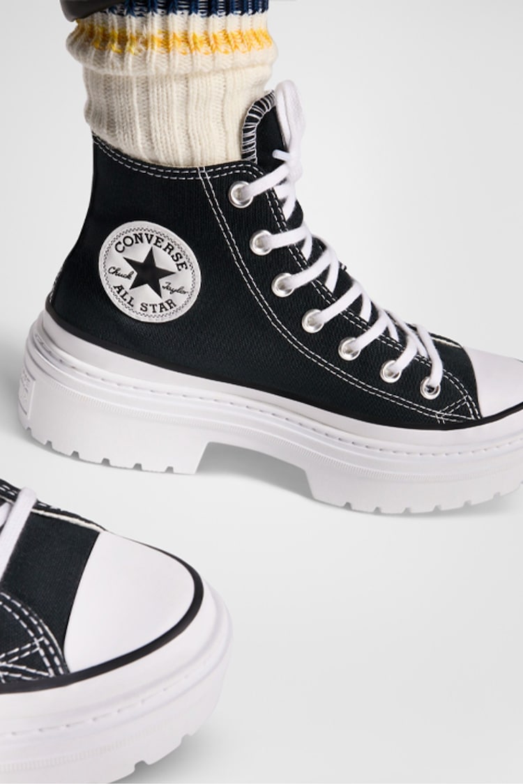 Converse Black/White Chuck Taylor All Star Lugged Heel Canvas Trainers - Image 11 of 11