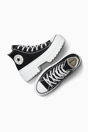 Converse Black/White Chuck Taylor All Star Lugged Heel Canvas Trainers - Image 3 of 11