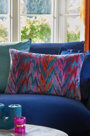 Multi Bright Zig Zag Cut Velvet 40 x 59cm Oblong Cushion - Image 1 of 7