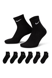 Nike Black/White Everyday Cushioned Training Ankle Socks 6 Pack - Image 1 of 4
