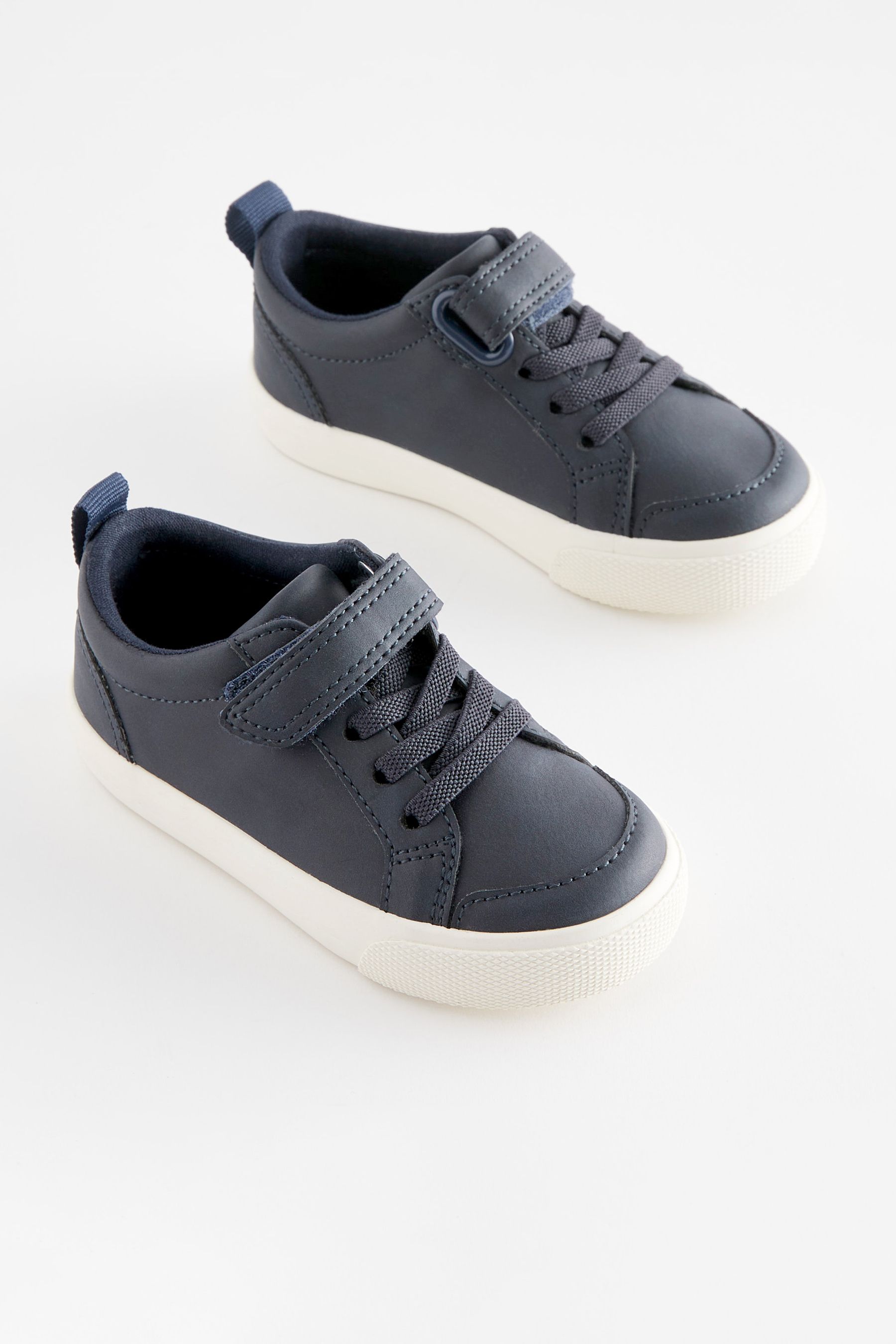 Navy Blue Wide Fit G Touch Fastening Elastic Lace Shoes