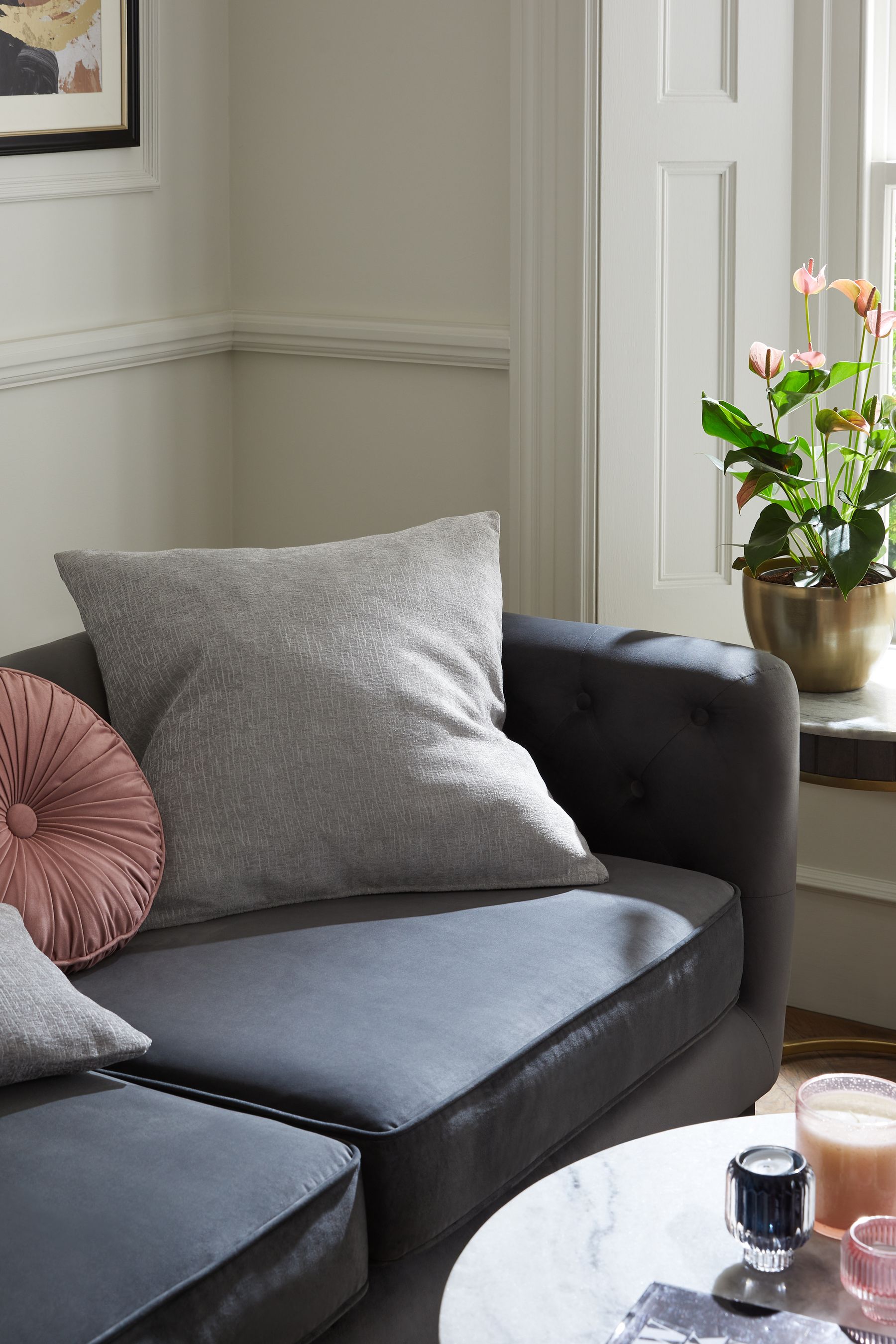 Buy Silver Grey Heavyweight Chenille 59 x 59cm Cushion from Next Ireland