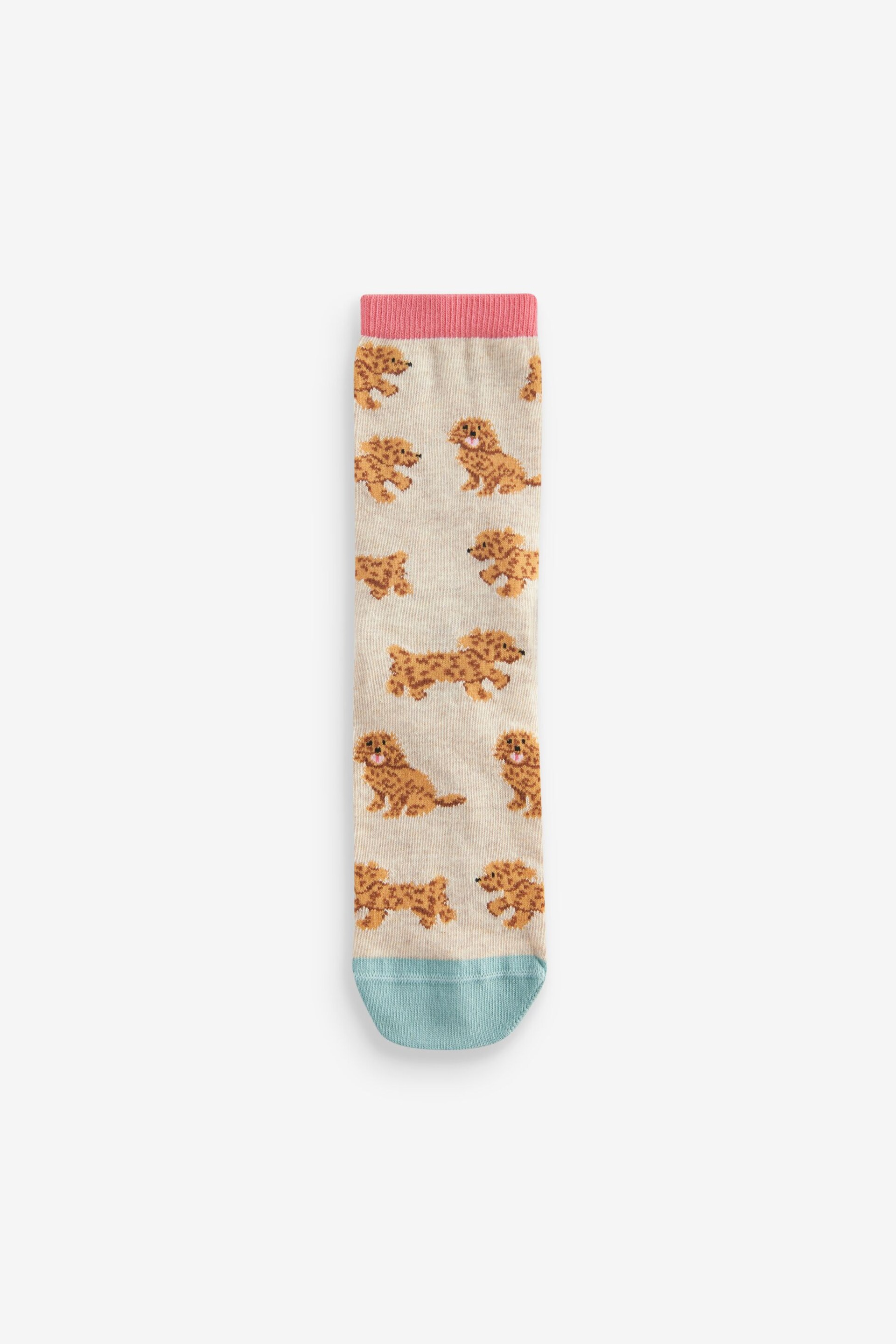 Pink/Blue/Oatmeal Charlie The Cockapoo Ankle Socks 4 Pack - Image 4 of 5