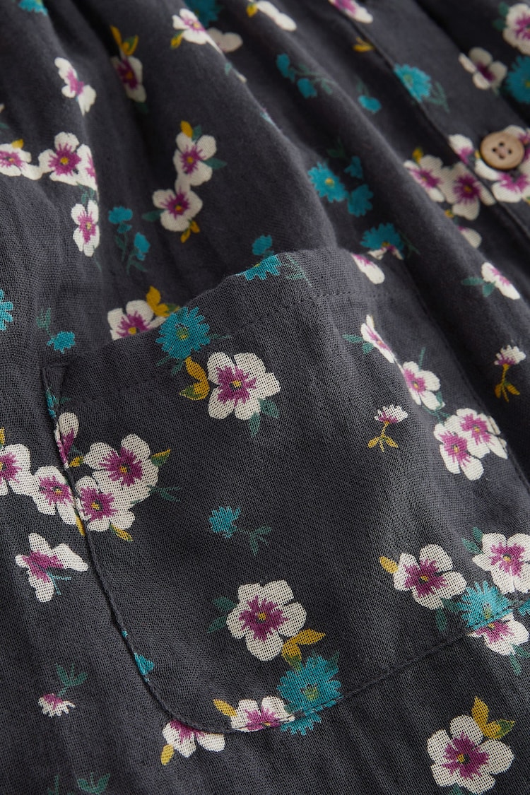 Black Floral 100% Cotton Shirt Dress (3mths-8yrs) - Image 8 of 8