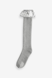 Grey/Silver Sequin Trim Welly Socks 1 Pack - Image 3 of 4