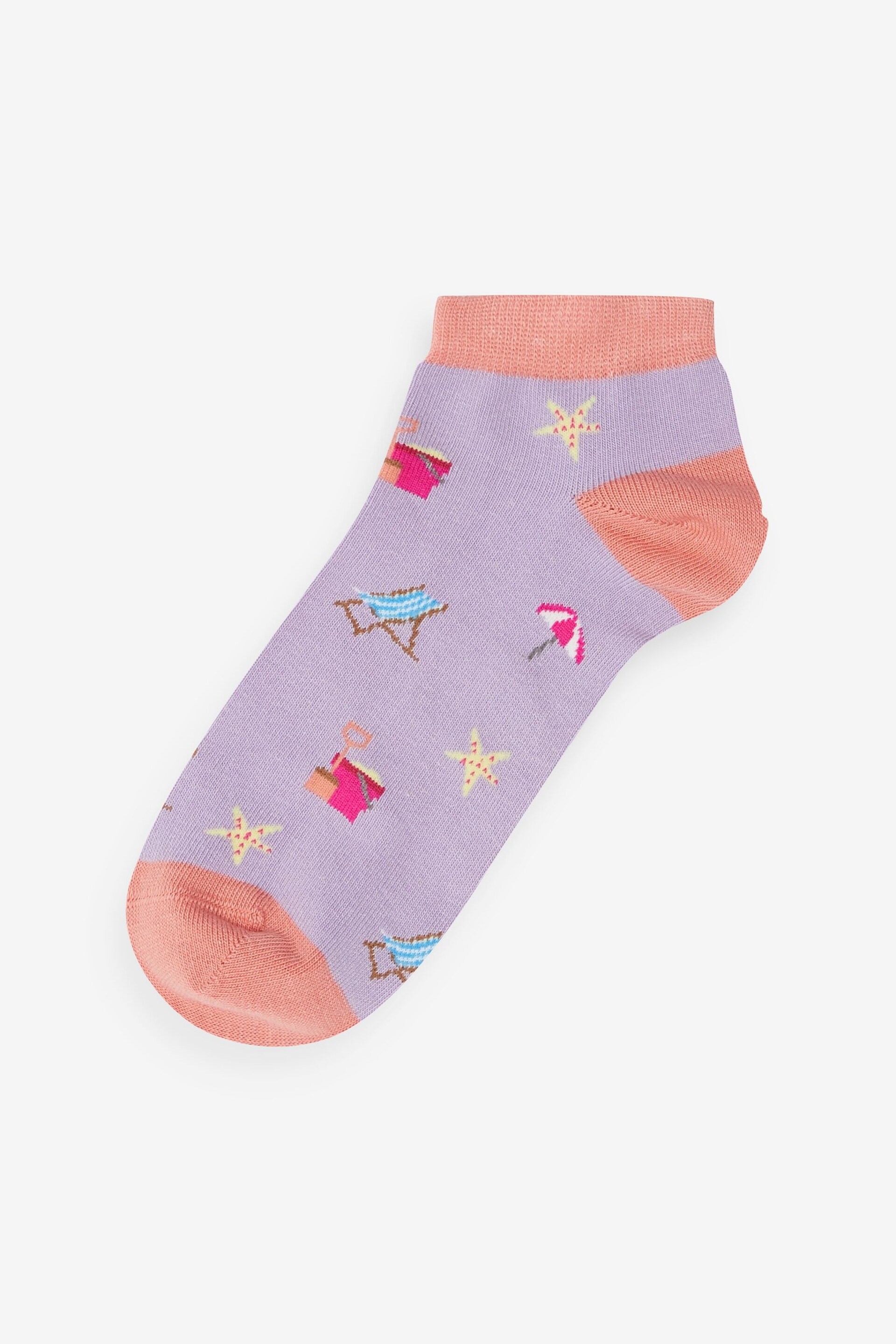 Pastel Beach Scene Trainer Socks 4 Pack - Image 3 of 5