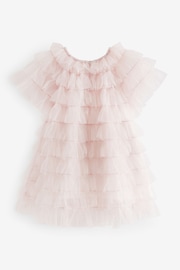 Shell Pink Sparkle Ruffle Mesh Dress (3mths-8yrs) - Image 4 of 5