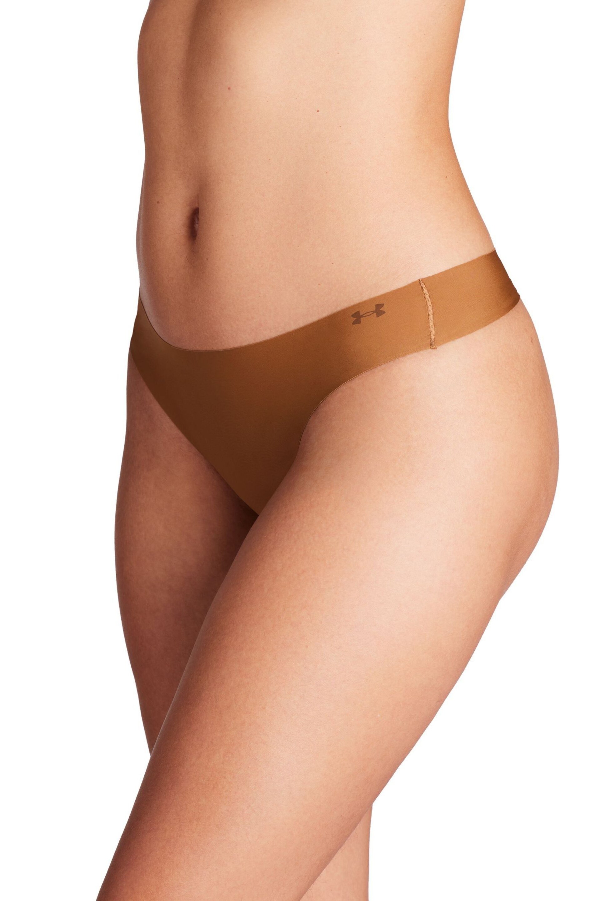 Under Armour Light Brown No Show Pure Stretch Thongs 3 Pack - Image 3 of 5