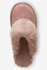 Mink Pink Suede Faux Fur Lined Mule Slippers - Image 5 of 6
