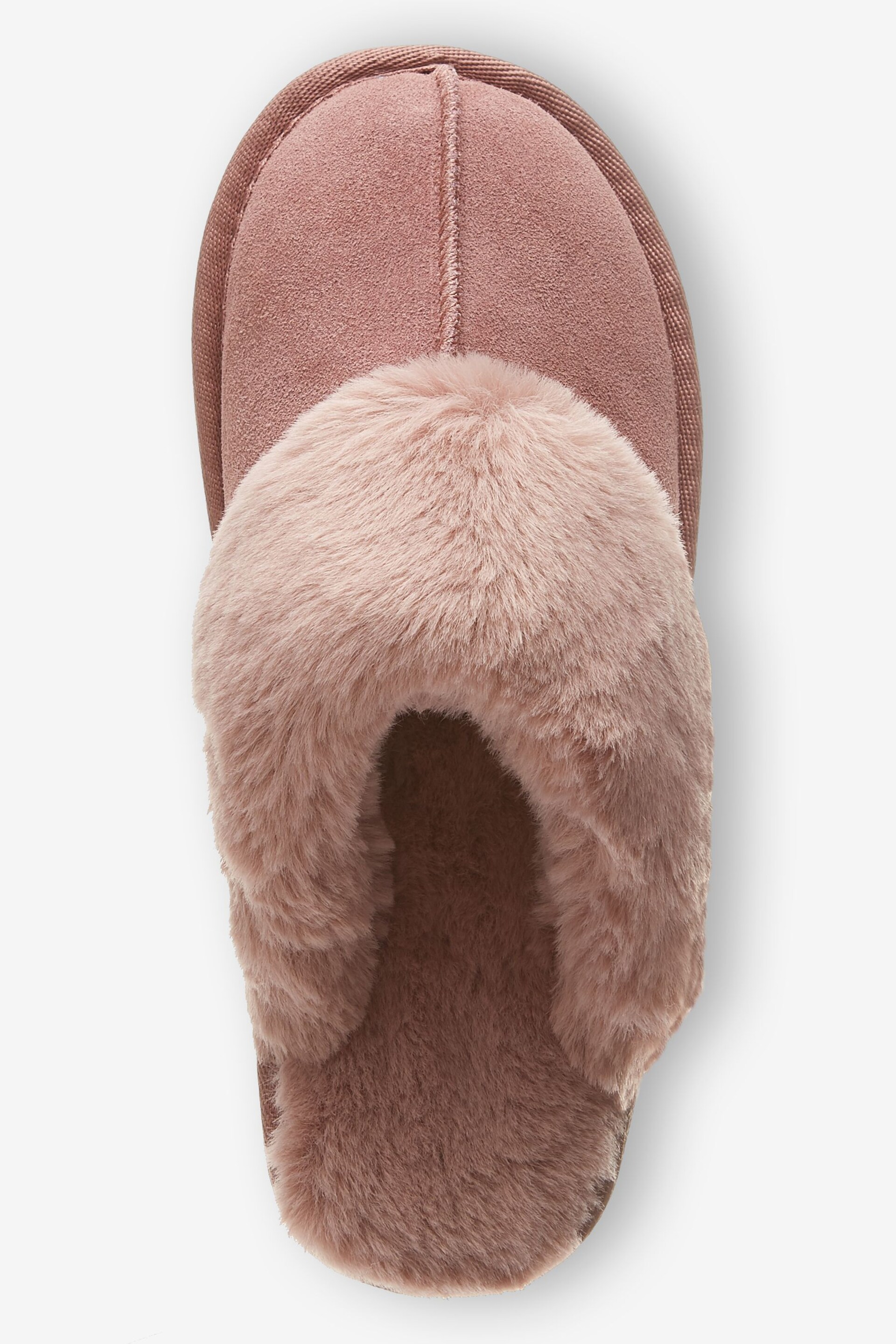 Mink Pink Suede Faux Fur Lined Mule Slippers - Image 5 of 6