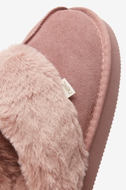 Mink Pink Suede Faux Fur Lined Mule Slippers - Image 6 of 6