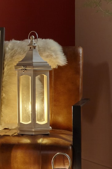 Pacific White Adaline Wood Lantern Table Lamp