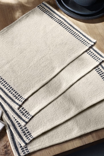 Set of 4 Natural Woven Fabric Placemats