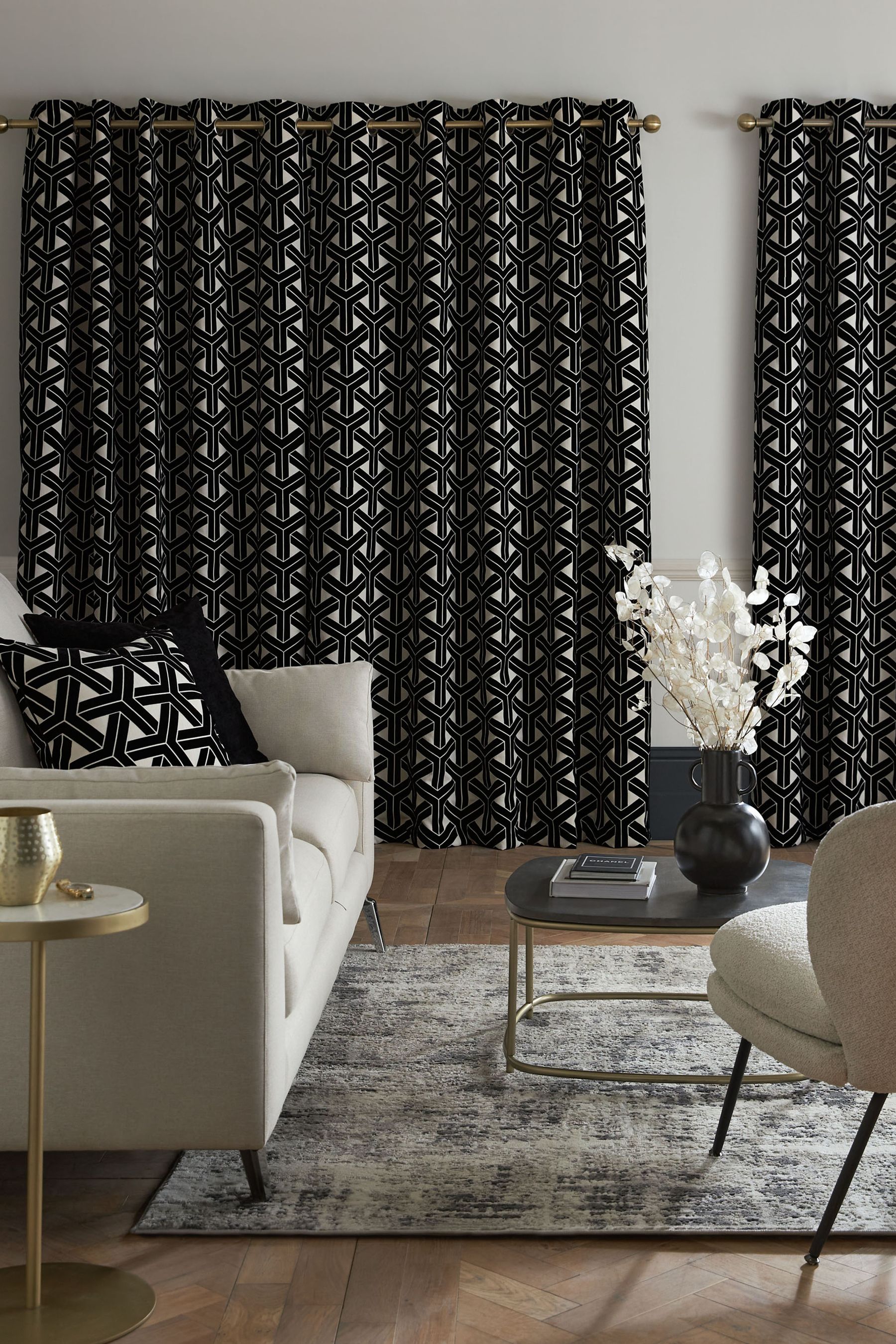 Black and sales white curtains
