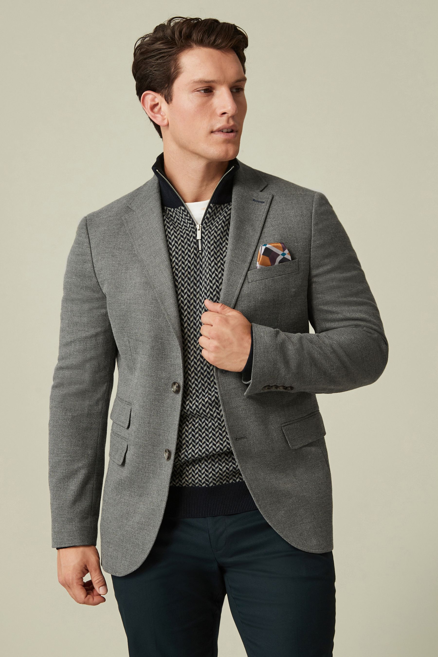 Buy Grey Slim Fit Textured Smart Blazer from the Next UK online shop