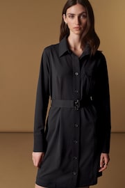 Charcoal Grey Premium Mini Shirt Dress - Image 1 of 11