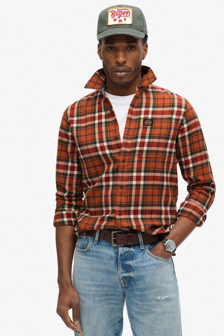 Superdry Oregon Check Orange Long Sleeve Cotton Lumberjack Shirt - Image 1 of 5