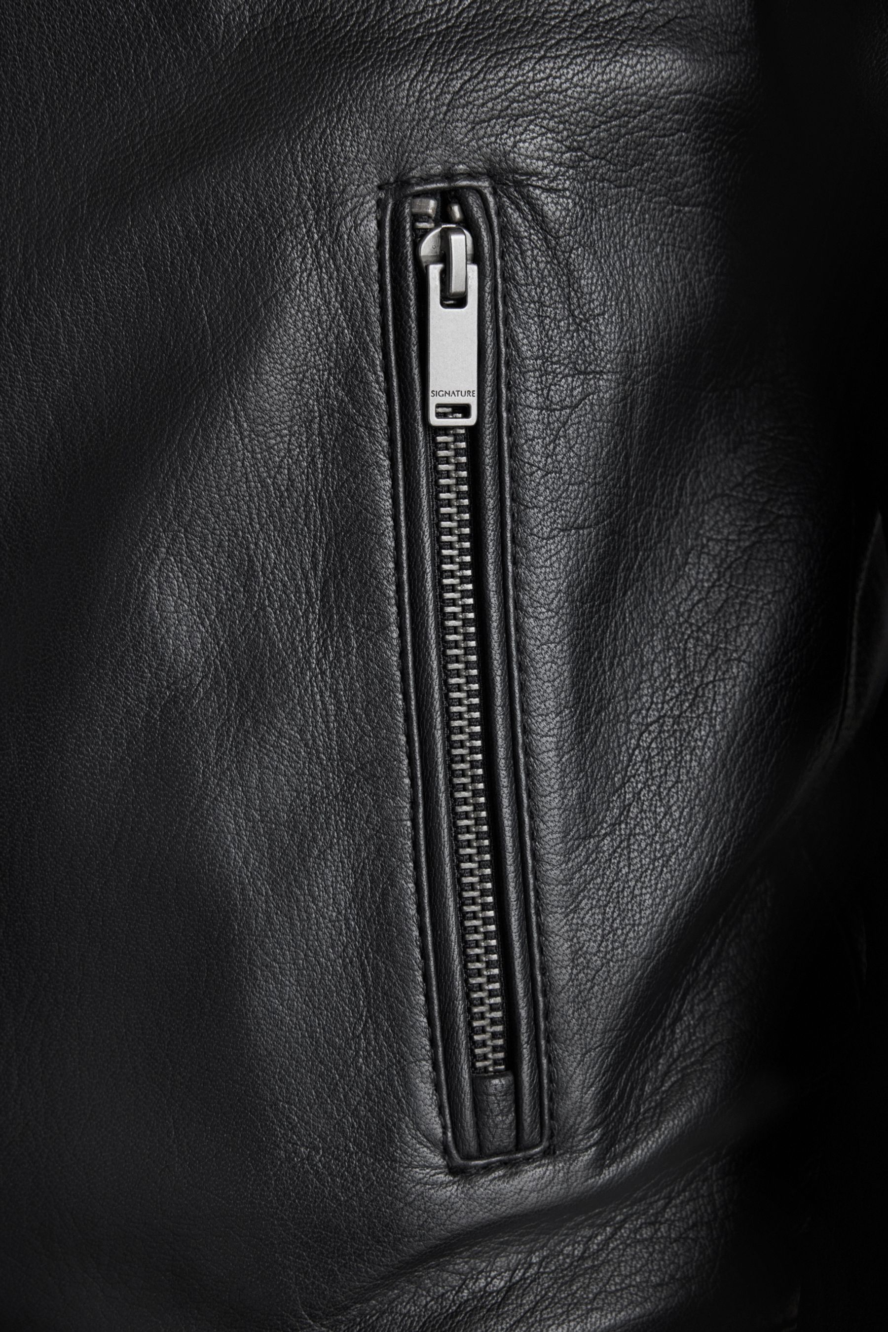 Buy Black Signature Leather Bomber Jacket from Next Canada