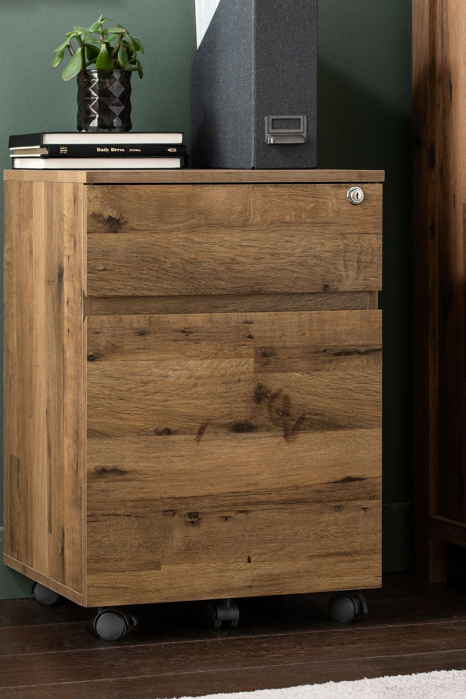 Dark Bronx Oak Effect Filing Cabinet