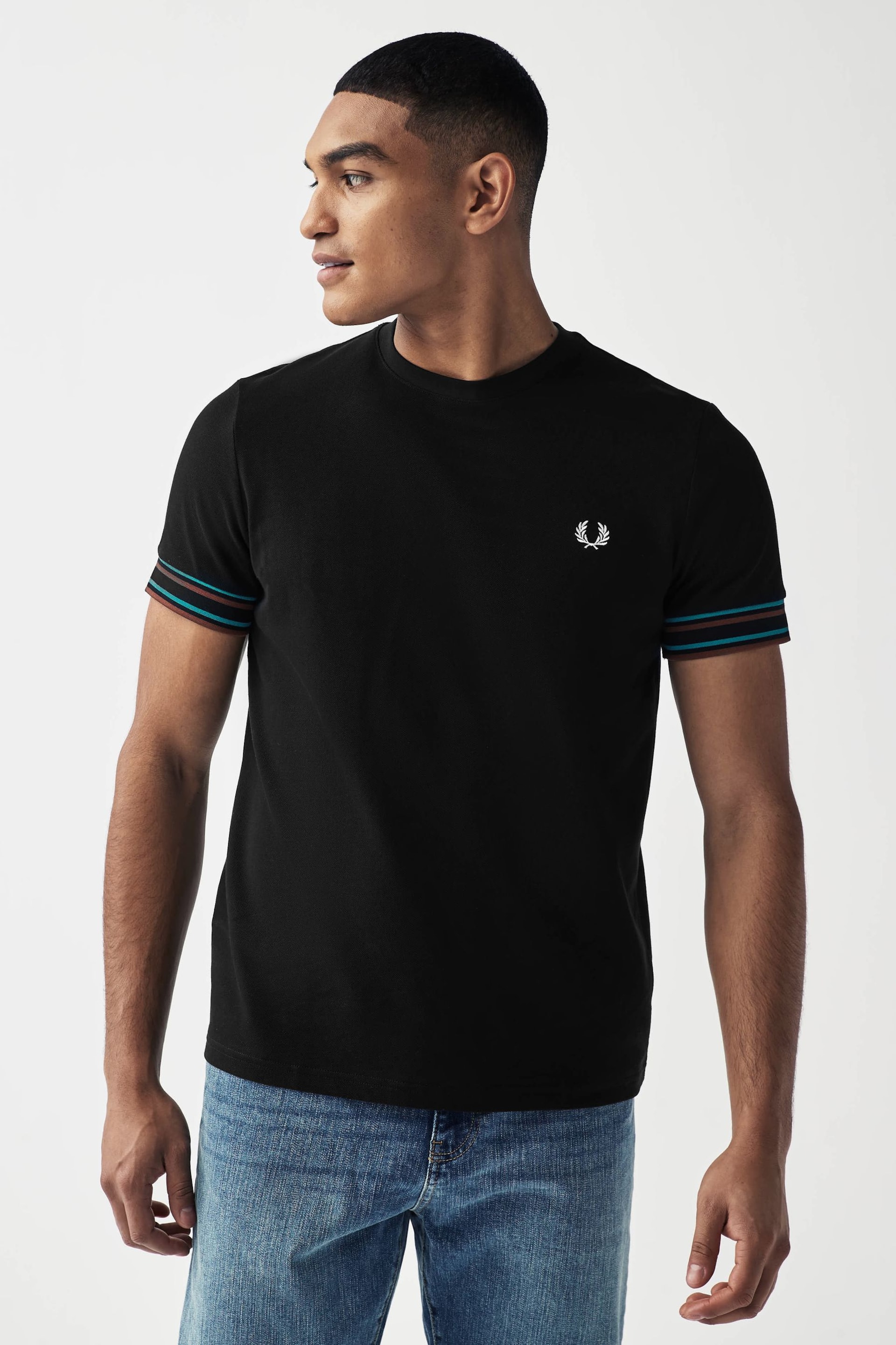 Fred Perry Bold Tipped Sleeve Pique T-Shirt - Image 1 of 4