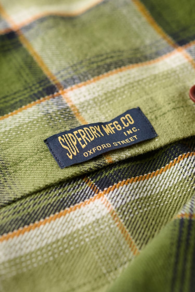 Superdry Yosemite Check Green Cotton Worker Check 100% Cotton Shirt - Image 6 of 6