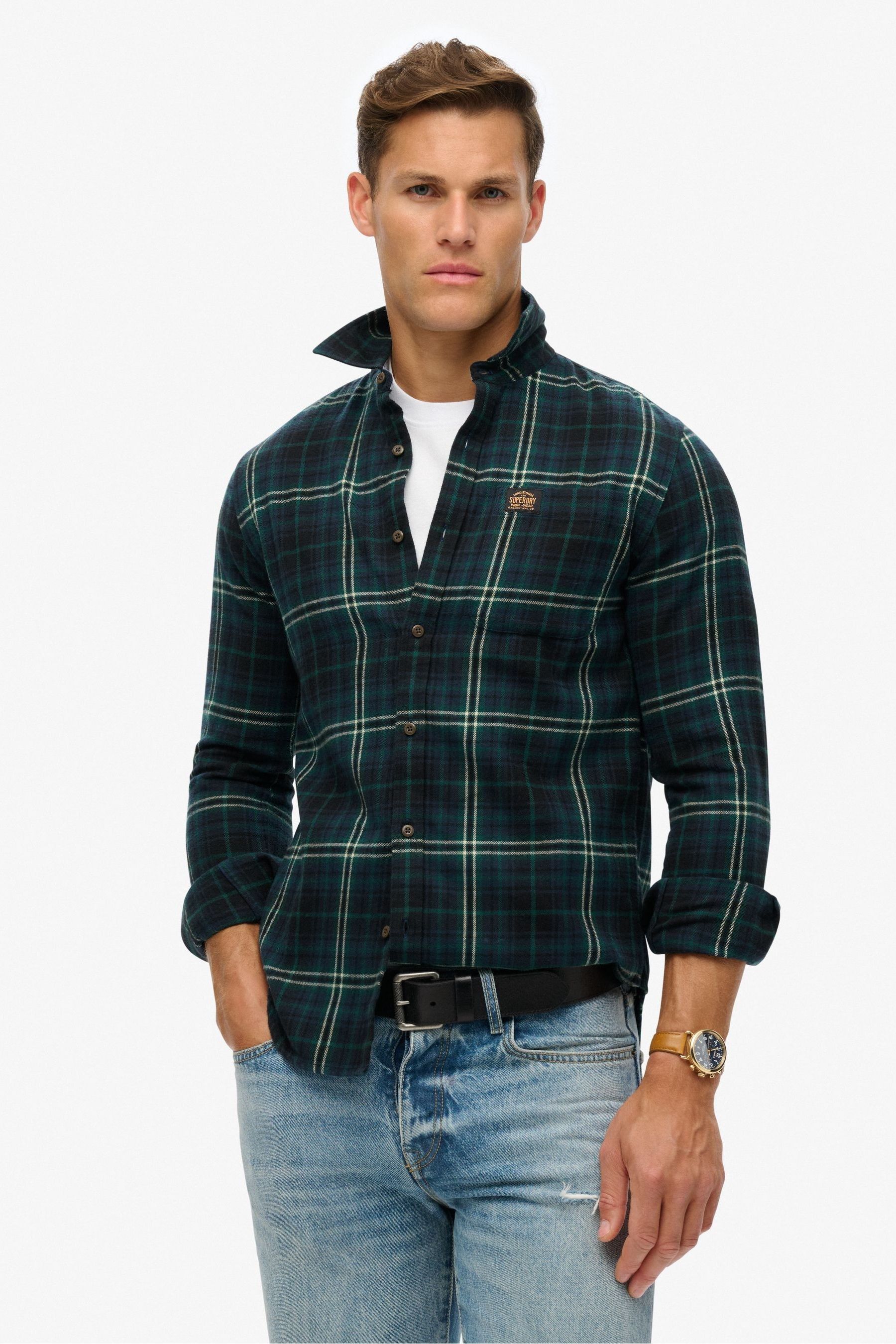 Superdry checked shirt with hood online