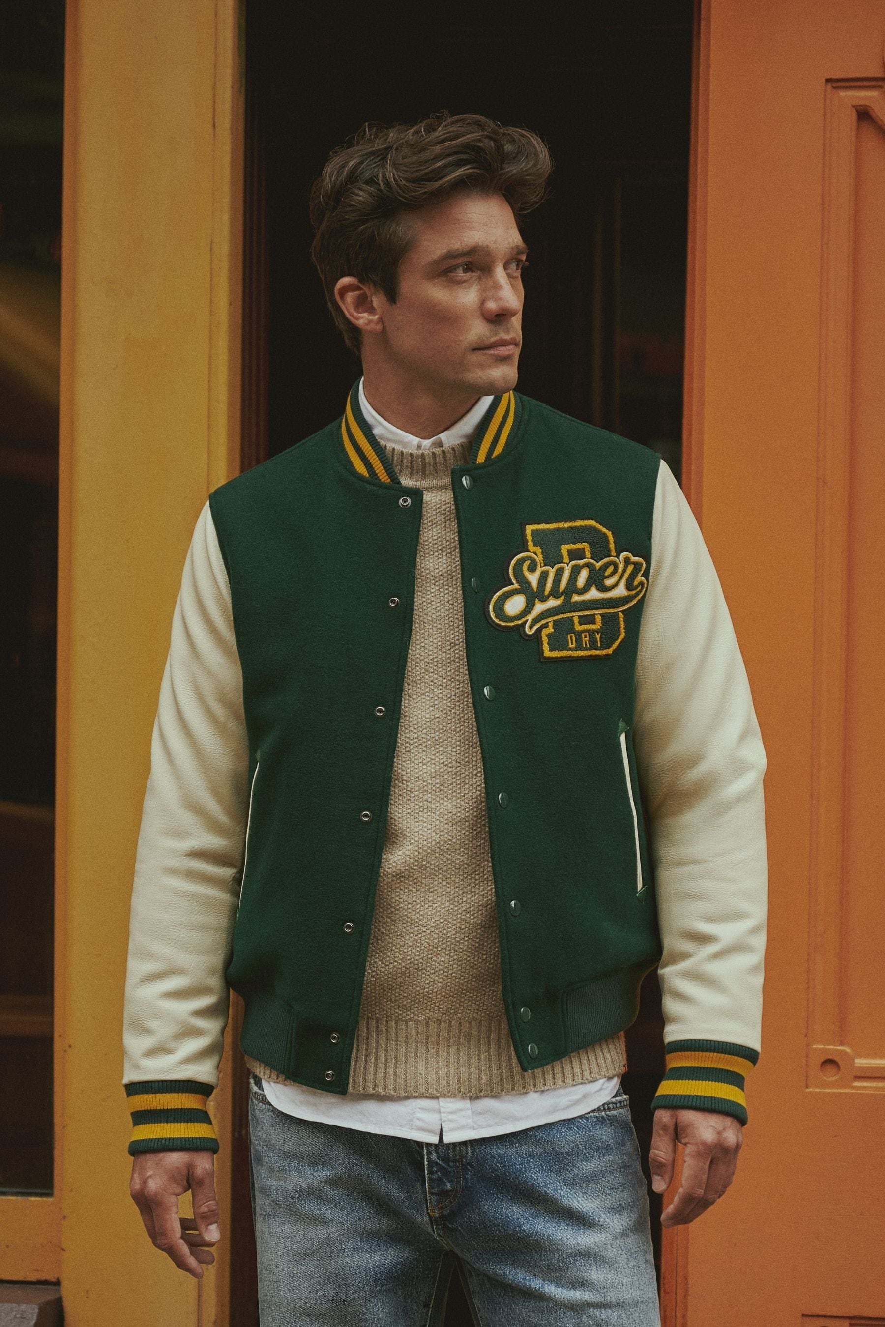 Superdry varsity wool leather bomber shop