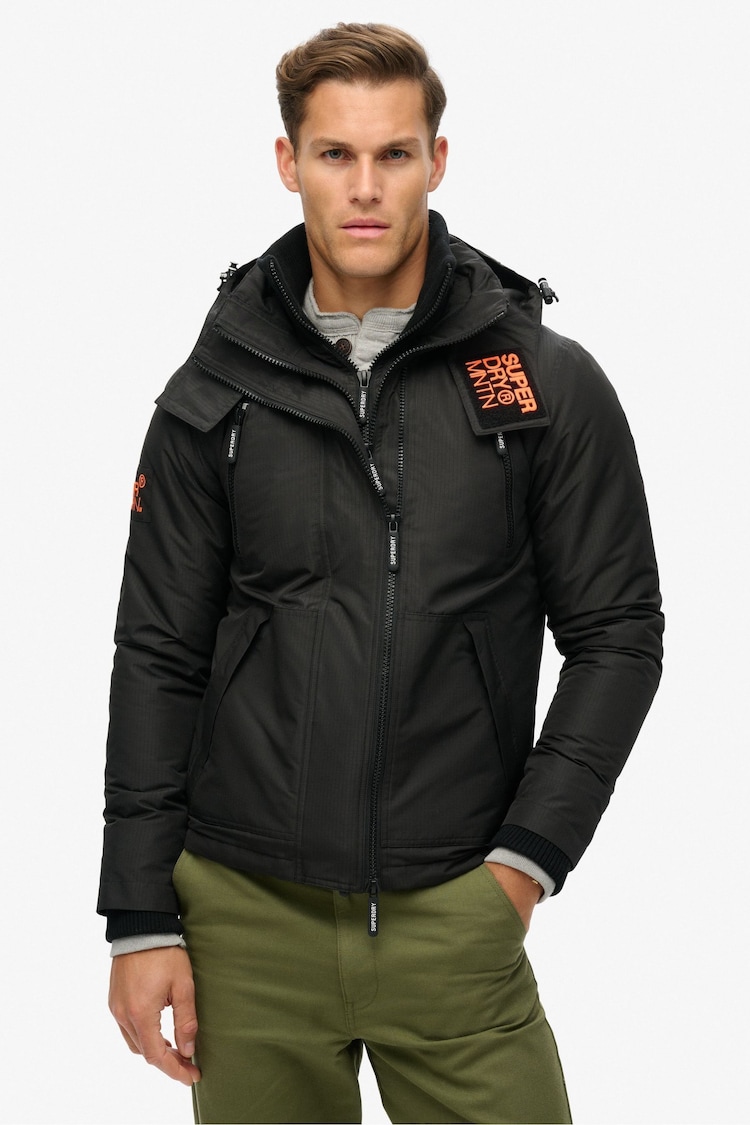 Superdry Black/Orange Hooded Mtn Winbreaker Jacket - Image 1 of 5