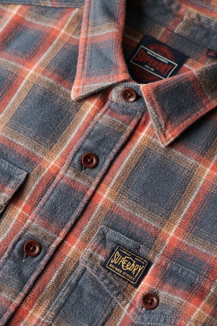 Superdry Yosemite Check Navy Cotton Worker Check 100% Cotton Shirt - Image 4 of 4