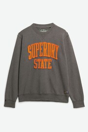 Superdry Charcoal Marl Vintage Athletic Crew Sweat Top - Image 4 of 6