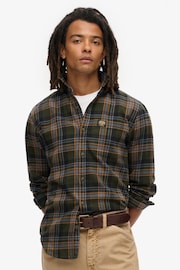 Superdry Buckshot Check Olive Long Sleeve Cotton Lumberjack Shirt - Image 1 of 4