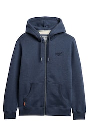 Superdry Blue Heritage Navy Marl Essential Logo Zip-Up Hoodie - Image 4 of 6