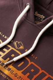 Superdry Winter Berry Purple Flocked Fade Graphic Hoodie - Image 6 of 6