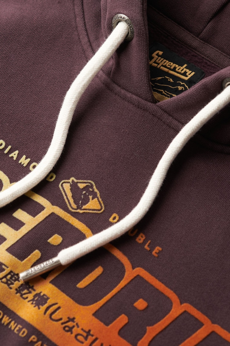 Superdry Winter Berry Purple Flocked Fade Graphic Hoodie - Image 6 of 6