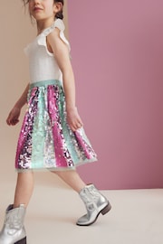 Aqua Blue/Pink Sequin Skirt Dress (3-12yrs) - Image 3 of 5