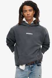 Superdry Ebony Micro Logo Graphic Loose Hoodie - Image 1 of 4