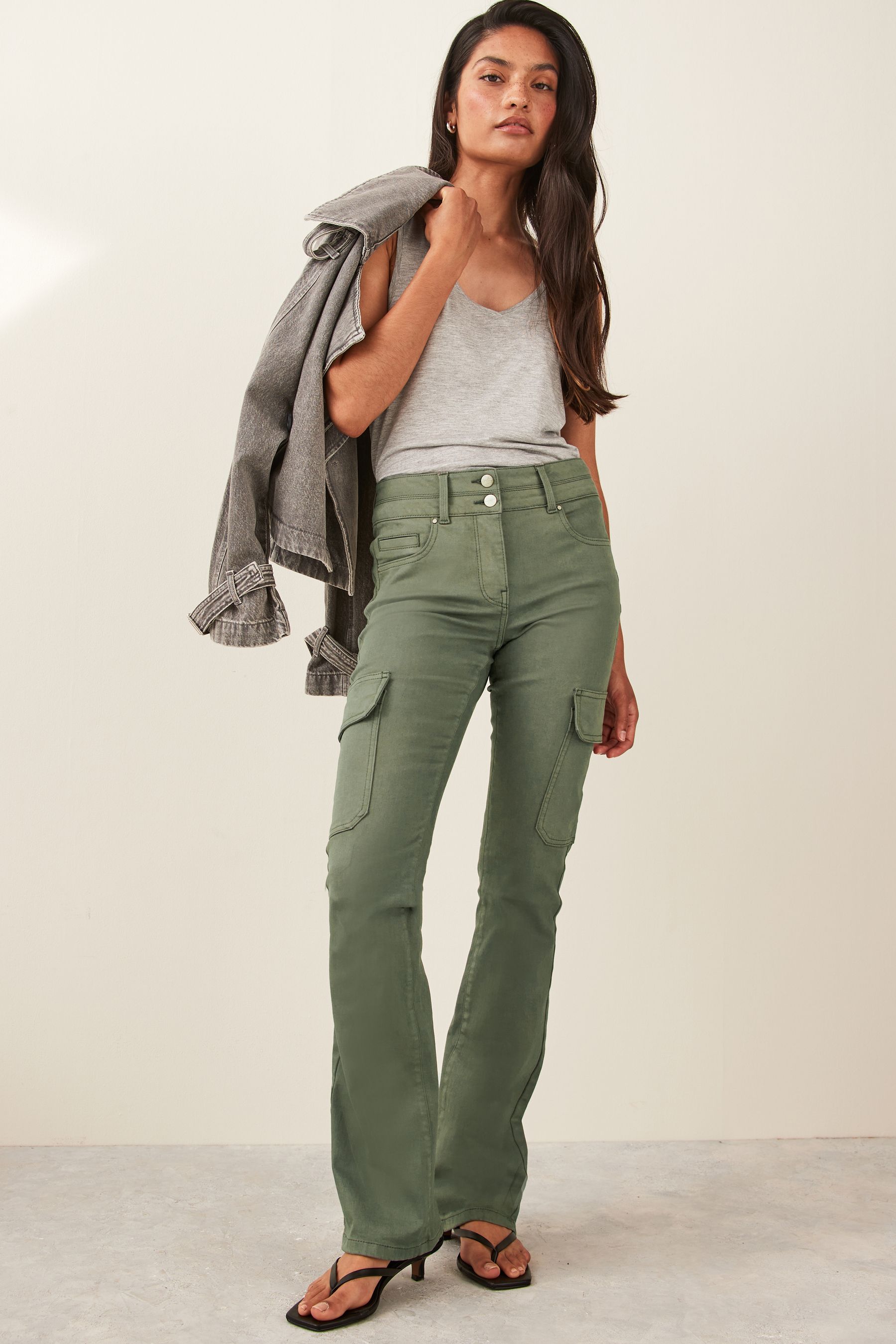 Khaki bootcut jeans on sale