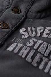 Superdry Washed Black 100% Cotton Vintage Athletic Henley Hoodie - Image 6 of 6