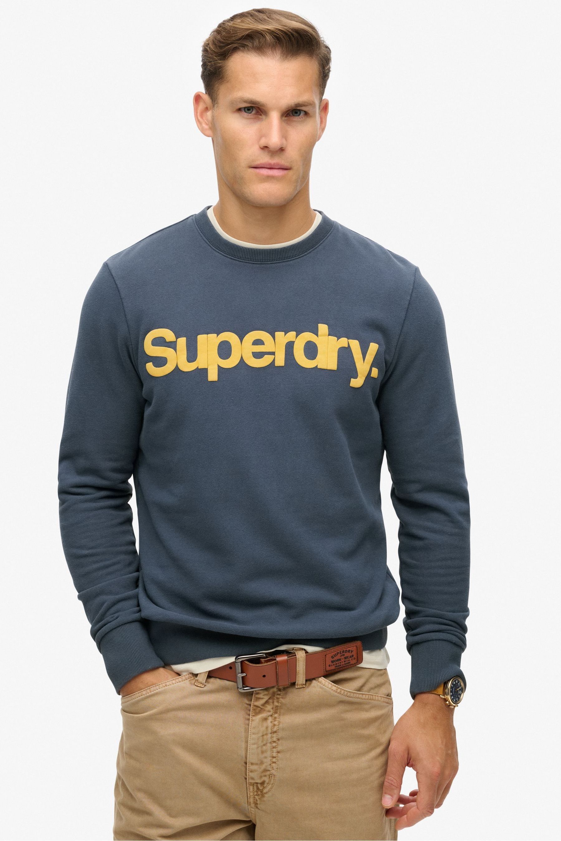 Superdry Lauren Navy Classic Core Logo Sweatshirt Large Mens