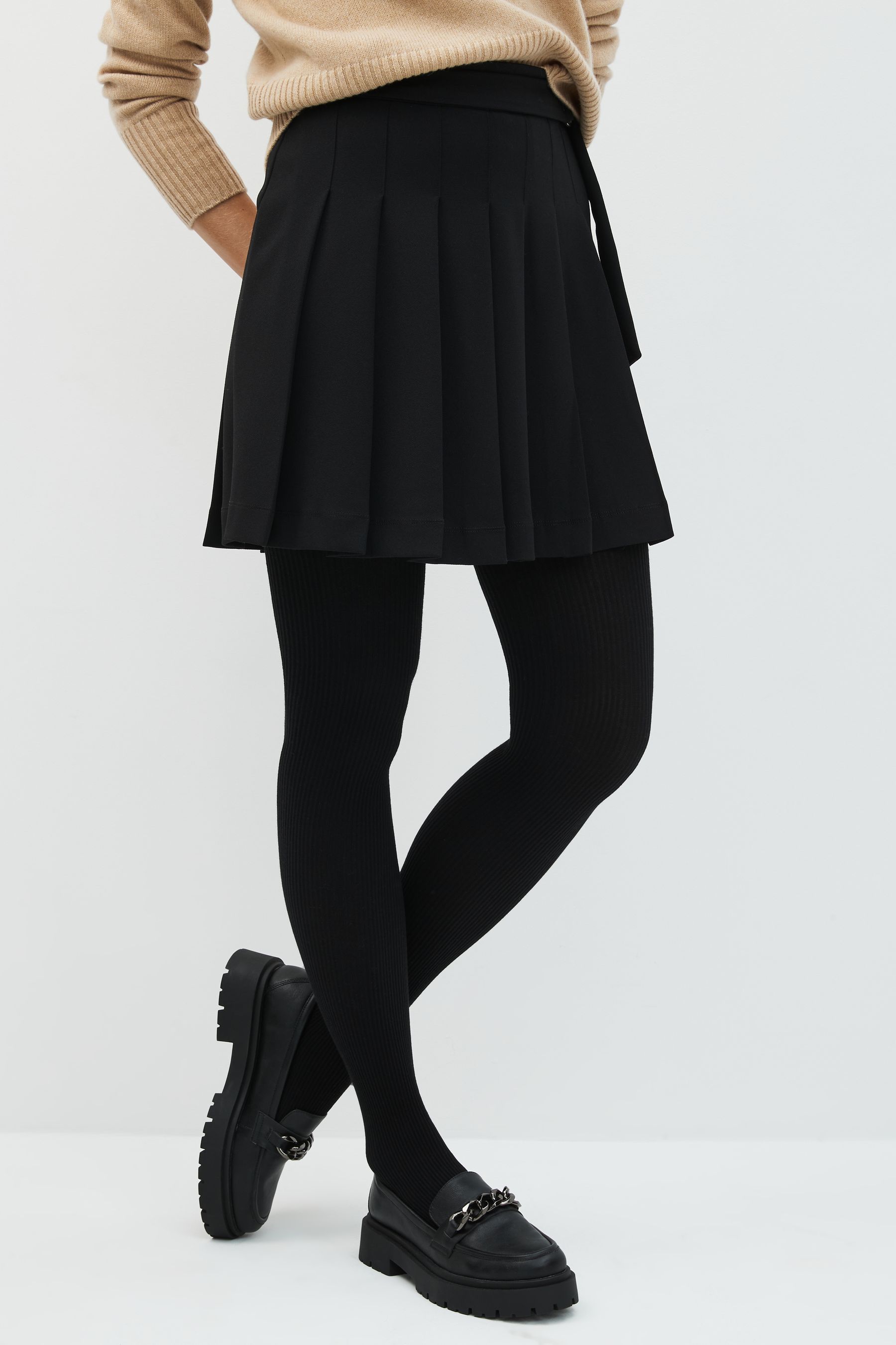 Buy Black Ribbed Thermal 100D Tights from Next Luxembourg